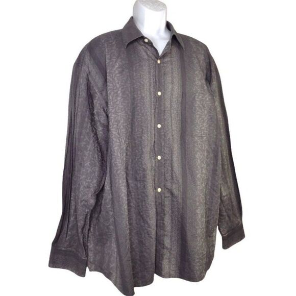 SAKS FIFTH AVENUE Long Sleeve Button Up Shirt XXL Collared Formal Printed - Picture 3 of 6
